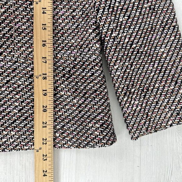 Talbots Tweed Blazer Lady Jacket Women 12 Black Pink Long Sleeves Round Neck - Picture 11 of 12